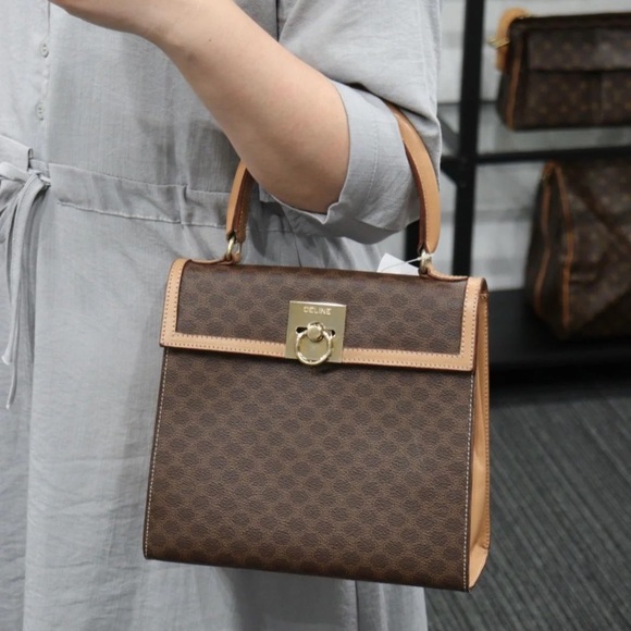 Authentic Celine handbag brown Macadam coated canvas - Picture 1 of 16
